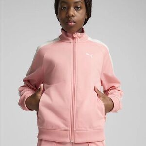 Puma Pink Full‑Zip Bomber Tracksuit with White Stripe